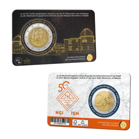 *** ENVÍO HOY *** BELGICA 2 EUROS 2026 INSTITUTO OCEANOGRÁFICO @COINCARD FRANCÉS@ 2ª MONEDA BIMETÁLICA