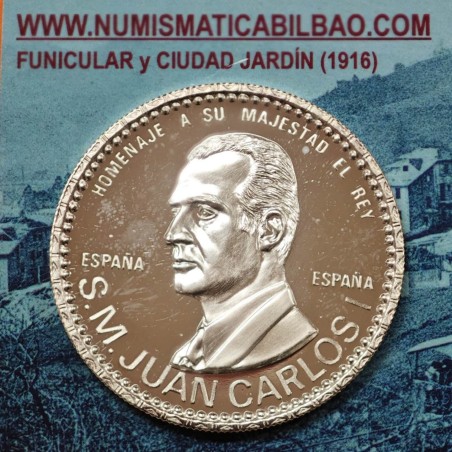 ** 0,77 ONZAS ** ESPAÑA MEDALLA DE PLATA PURA Años 1980 REY JUAN CARLOS 24,10 gramos RAYITAS 41 mm