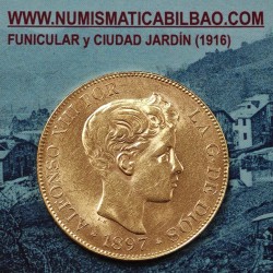 ** MUY RARA ** REACUÑACION OFICIAL DE LA FNMT ** España 100 PESETAS 1897 * 19 62 Rey ALFONSO XII MONEDA DE ORO SC-