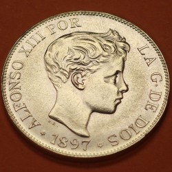 ** MUY RARA ** REACUÑACION OFICIAL DE LA FNMT ** España 100 PESETAS 1897 * 19 62 Rey ALFONSO XII MONEDA DE ORO SC-