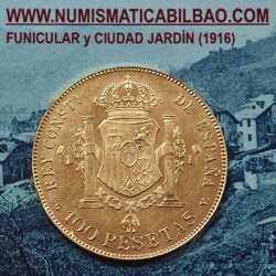 ** MUY RARA ** REACUÑACION OFICIAL DE LA FNMT ** España 100 PESETAS 1897 * 19 62 Rey ALFONSO XII MONEDA DE ORO SC-