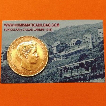 ** MUY RARA ** REACUÑACION OFICIAL DE LA FNMT ** España 100 PESETAS 1897 * 19 62 Rey ALFONSO XII MONEDA DE ORO SC-