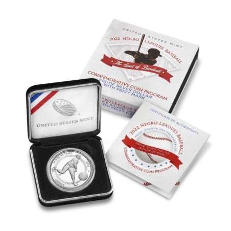 . 1 moneda x ESTADOS UNIDOS 1 DOLAR 2022 P BEISBOL NEGRO LEAGUE PLATA PROOF ESTUCHE Us Mint