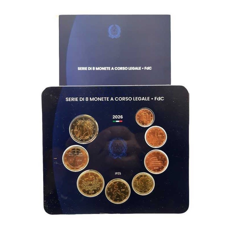 ** 019 OCTUBRE Envío ** ITALIA CARTERA OFICIAL EUROS 2026 UNC 1+2+5+10+20+50 Cts. + 1€ + 2 EUROS 2026 SET