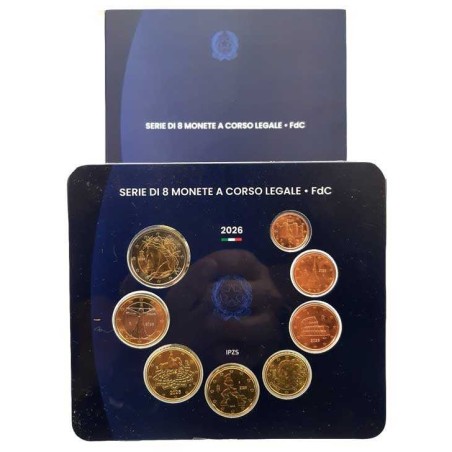 ** 019 OCTUBRE Envío ** ITALIA CARTERA OFICIAL EUROS 2026 UNC 1+2+5+10+20+50 Cts. + 1€ + 2 EUROS 2026 SET