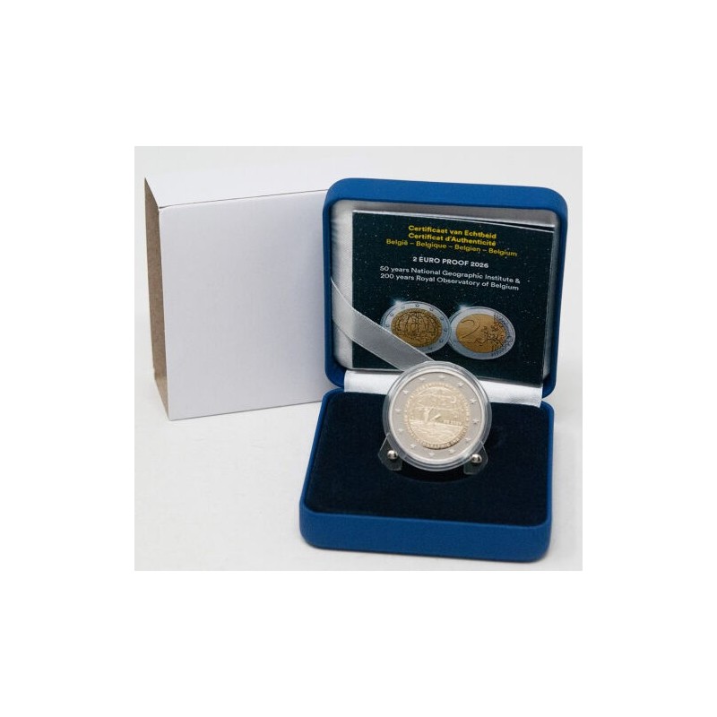 ** 015 OCTUBRE Envío - PROOF ESTUCHE ** BELGICA 2 EUROS 2026 INSTITUTO OCEANOGRÁFICO 2ª MONEDA BIMETÁLICA