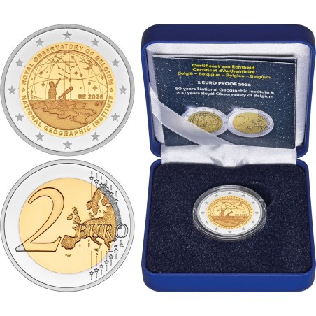 ** 015 OCTUBRE Envío - PROOF ESTUCHE ** BELGICA 2 EUROS 2026 INSTITUTO OCEANOGRÁFICO 2ª MONEDA BIMETÁLICA