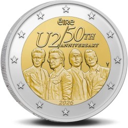 * ENVÍO HOY * IRLANDA 2 EUROS 2026 U2 50 ANIVERSARIO MONEDA CONMEMORATIVA en COINCARD SC Eire Ireland
