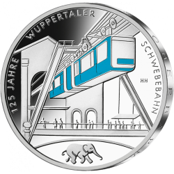 ** 015 OCTUBRE Envío ** ALEMANIA 35 EUROS 2025 A TREN COLGANTE WUPPERTAL MONEDA DE PLATA SC Germany BRD