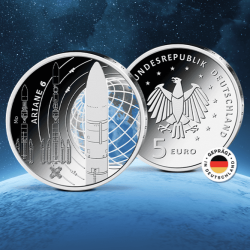 ** 015 OCTUBRE Envío ** ALEMANIA 5 EUROS 2026 Letra -D- COHETE ARIANE 6 MONEDA DE NICKEL Serie EXPLORACIÓN ESPACIAL
