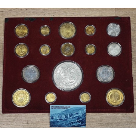 ** 13,27 ONZAS de PLATA PURA ** HISTORIA DE LA MONEDA ESPAÑOLA 1474 a 1868 BAÑO DE ORO 17 MEDALLAS 412 gramos