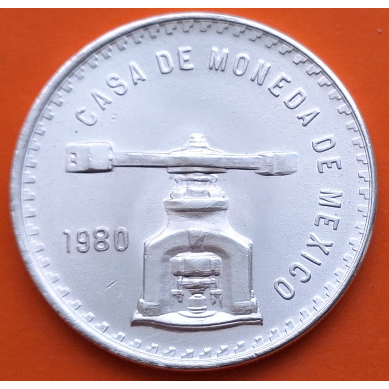 . 1 moneda EBC/SC- x MEXICO 1 ONZA 1980 BALANZA KM.M49 Mejico UNA ONZA TROY DE PLATA PURA Oz R/2