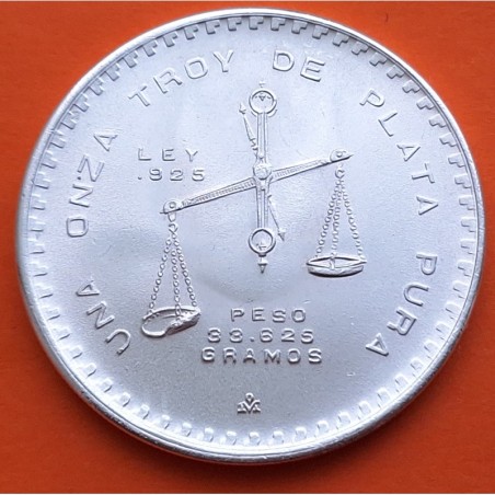 . 1 moneda EBC/SC- x MEXICO 1 ONZA 1980 BALANZA KM.M49 Mejico UNA ONZA TROY DE PLATA PURA Oz R/2