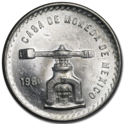 . 1 moneda EBC/SC- x MEXICO 1 ONZA 1980 BALANZA KM.M49 Mejico UNA ONZA TROY DE PLATA PURA Oz R/2