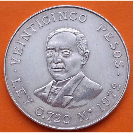 MEXICO 25 PESOS 1972 BENITO JUAREZ KM.480 MONEDA DE PLATA @LIMPIADA@ Estados Unidos Mexicanos silver coin R/4
