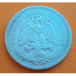 1º AÑO DE FABRICACIÓN x MEXICO 50 CENTAVOS 1919 AGUILA KM.447 MONEDA DE PLATA MUY CIRCULADA R/2