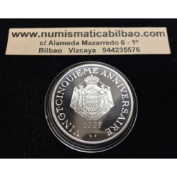 MONACO 100 FRANCOS 1974 PRINCIPE RAINIERO III ESCUDO KM.XM3 MONEDA DE PLATA PROOF Principado de Silver Francs
