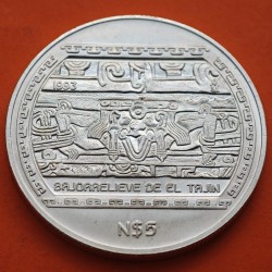 MEXICO 5 PESOS 1993 BAJORRELIEVE DE EL TAJIN KM.569 MONEDA DE PLATA SC 1 ONZA OZ Silver coin Nuevo