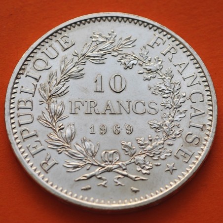 FRANCIA 10 FRANCOS 1969 HERCULES KM.932 MONEDA DE PLATA EBC + IMPERFECCIONES France 10 Francs 0,72 ONZAS R/4
