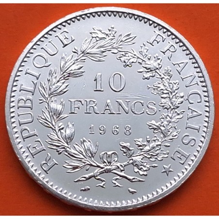 FRANCIA 10 FRANCOS 1968 HERCULES KM.932 MONEDA DE PLATA EBC + IMPERFECCIONES France 10 Francs 0,72 ONZAS R/4