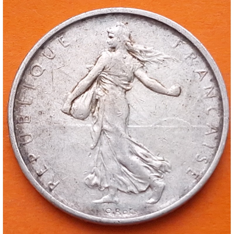 FRANCIA 5 FRANCOS 1963 SEMBRADORA SEMEUSE KM.926 MONEDA DE PLATA MUY CIRCULADA France 5 Francs silver 0,32 ONZAS R/4