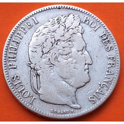 FRANCIA 5 FRANCOS 1833 A Ceca de PARIS Rey LOUIS PHILIPPE I KM.749.13 MONEDA DE PLATA MBC- Republique Francaise