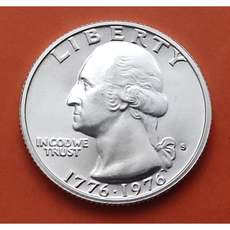ESTADOS UNIDOS 1/4 DOLAR 1976 S WASHINGTON BICENTENARIO 1776 KM.204A MONEDA DE PLATA SC USA silver Quarter