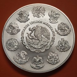 1ª AÑO DE EMISIÓN @RARA@ MEXICO 2 ONZAS 1996 ANGEL LIBERTAD MONEDA DE PLATA PURA 999 SC silver coin OZ OUNCE