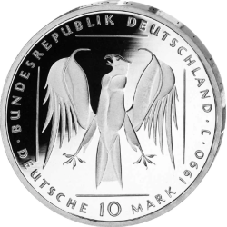 @PROOF + CÁPSULA@ ALEMANIA 10 MARCOS 1990 J ORDEN TEUTONICA 800 ANIVERSARIO KM.176 MONEDA DE PLATA German silver