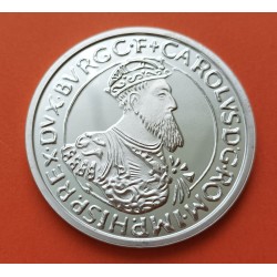 ** Tirada 11.000 ** BELGICA 5 ECUS 1988 EMPERADOR CARLOS V KM.166 MONEDA DE PLATA PROOF Belgium silver 5 ECU 1988