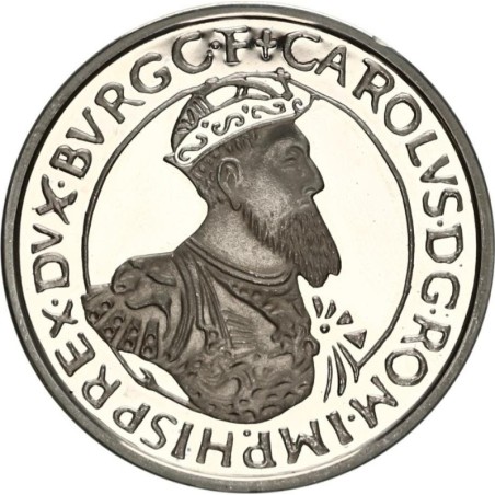 ** Tirada 11.000 ** BELGICA 5 ECUS 1988 EMPERADOR CARLOS V KM.166 MONEDA DE PLATA PROOF Belgium silver 5 ECU 1988