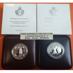 * 2 monedas * SAN MARINO 5 EUROS + 10 EUROS 2012 AMERICO VESPUCCIO y ALIGI SASSU PLATA PROOF ESTUCHE