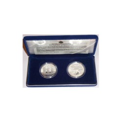 * 2 monedas * SAN MARINO 5 EUROS 2002  + 10 EUROS 2002 BIENVENIDO AL EURO PLATA PROOF ESTUCHE