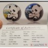 . 2 monedas @TIRADA 500 uds@ CHINA 10 YUAN 2019 OSO PANDA Edición NIGHT & DAY ESTUCHE CERTIFICADO PLATA Oz ONZA