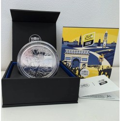 * 2 monedas * FRANCIA 10 EUROS 2025 TOUR DE FRANCE CICLISMO - LLEGADA y SALIDA PLATA ESTUCHE PROOF