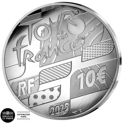 * 2 monedas * FRANCIA 10 EUROS 2025 TOUR DE FRANCE CICLISMO - LLEGADA y SALIDA PLATA ESTUCHE PROOF