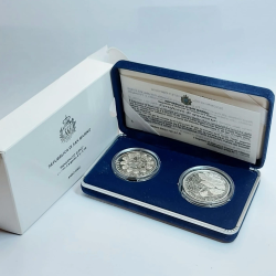 * 2 monedas * SAN MARINO 5 EUROS 2002  + 10 EUROS 2002 BIENVENIDO AL EURO PLATA PROOF ESTUCHE