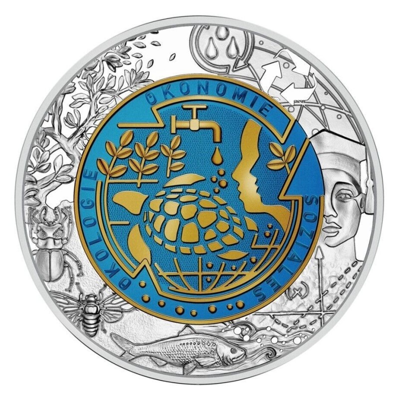 * ESCASA * AUSTRIA 25 EUROS 2023 CALENTAMIENTO GLOBAL MONEDA DE PLATA NIOBIO ESTUCHE Niob silver