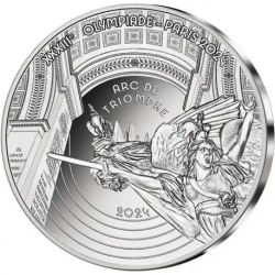 * MUY RARA * FRANCIA 10 EUROS 2024 ARCO DEL TRIUNFO Serie HERITAGE MONEDA DE PLATA ESTUCHE PROOF