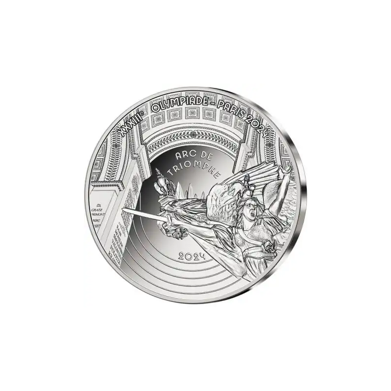 * MUY RARA * FRANCIA 10 EUROS 2024 ARCO DEL TRIUNFO Serie HERITAGE MONEDA DE PLATA ESTUCHE PROOF