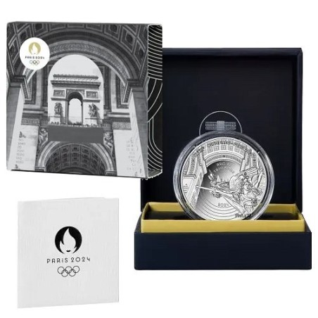 * MUY RARA * FRANCIA 10 EUROS 2024 ARCO DEL TRIUNFO Serie HERITAGE MONEDA DE PLATA ESTUCHE PROOF