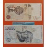* 2 billetes MUY CIRCULADOS *  ESPAÑA 5000 PESETAS + 10000 PESETAS 1992 CRISTOBAL COLÓN y JUAN CARLOS I Pick 166 Spain P/1