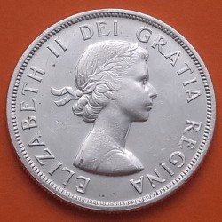 CANADA 1 DOLAR 1956 REINA ISABEL II INDIOS EN CANOA KM.54 MONEDA DE PLATA EBC Silver $1 Dollar VOYAGEUR QUEEN ELIZABETH II
