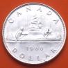CANADA 1 DOLAR 1960 INDIOS EN CANOA VOYAGEUR - ISABEL II KM.54 MONEDA DE PLATA EBC + IMPERFECCIONES silver R/2
