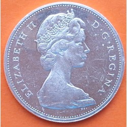 CANADA 1 DOLAR 1965 INDIOS EN CANOA KM.64.1 MONEDA DE PLATA EBC + RAYITAS $1 Dollar silver 0,60 ONZAS