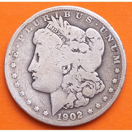 @ESCASO@ ESTADOS UNIDOS 1 DOLAR 1902 MORGAN KM.110 MONEDA DE PLATA MUY CIRCULADA USA $1 Dollar silver R/1