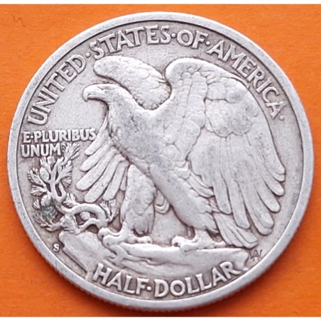 ESTADOS UNIDOS 1/2 DOLAR 1942 S WALKING LIBERTY KM.142 MONEDA DE PLATA MBC- USA silver Half Dollar R/3