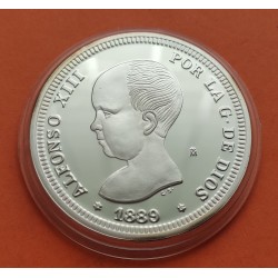 0,80 ONZAS x MEDALLA FNMT HISTORIA DE LA PESETA ESPAÑA 2 PESETAS 1889 ALFONSO XIII PLATA 27 gramos 925 milésimas