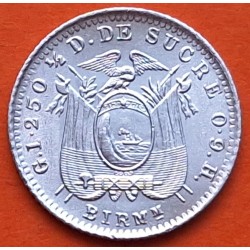 @ESCASA@ ECUADOR 1/2 DÉCIMO DE SUCRE 1915 JOSE DE SUCRE Ceca de BIRMMINGHAM KM.55.2 MONEDA DE PLATA MBC+ silver coin