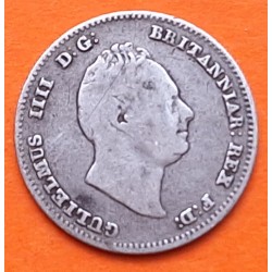 @ESCASA@ INGLATERRA 3 PENIQUES 1835 REY GUILLERMO IIII KM.710 MONEDA DE PLATA Great Britain UK 3 Pence silver coin